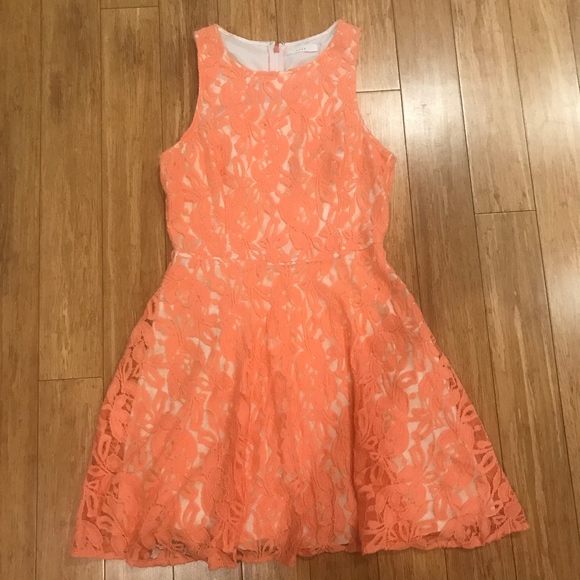 Lush Dresses & Skirts - Lush Orange Lace Fit and Flare Dress Size Small